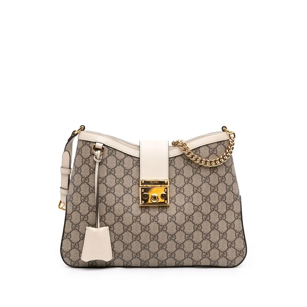 Gucci Medium GG Supreme Padlock Shoulder Bag Beige Very good - Front View