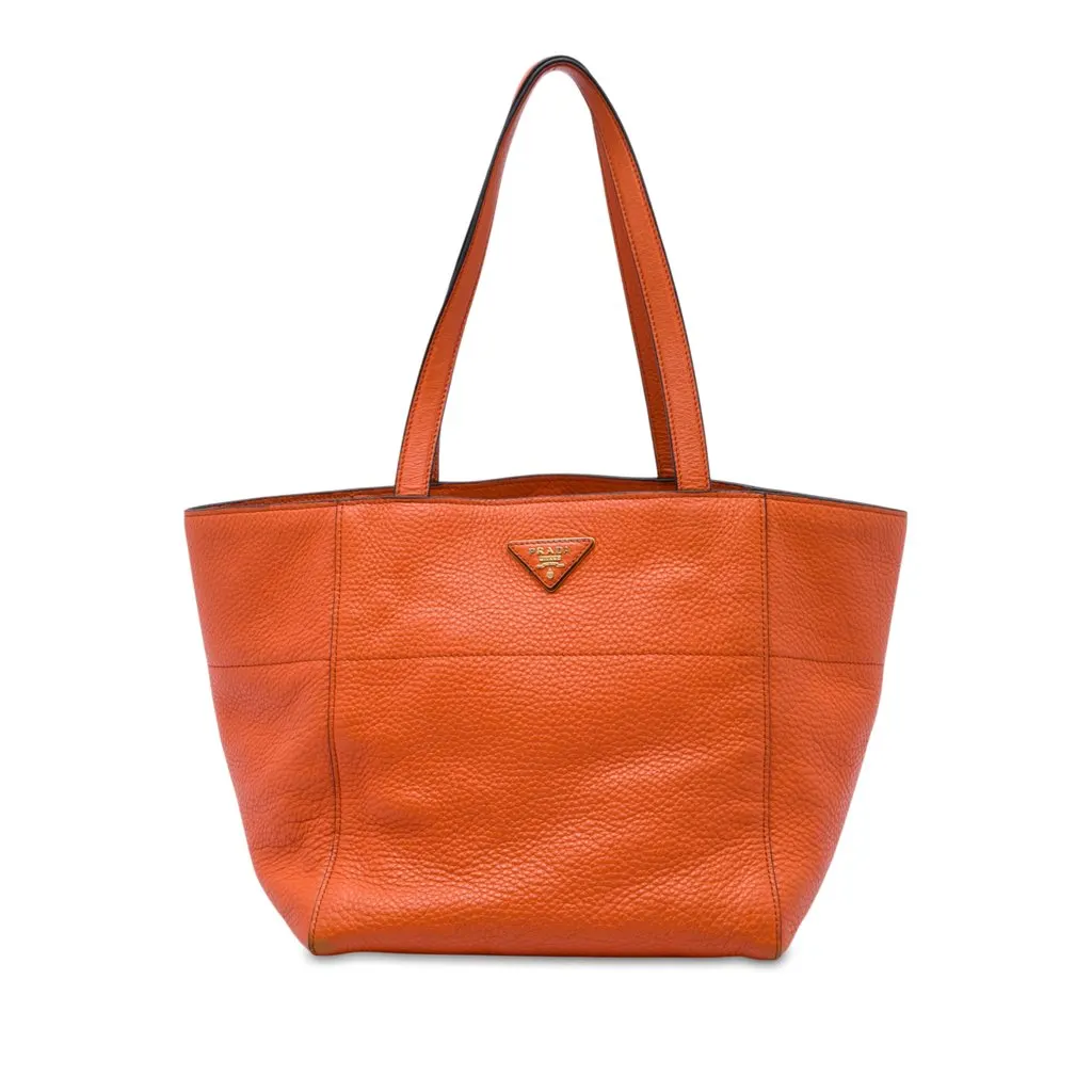 Prada Vitello Daino Tote Orange Leather Very good - Front View
