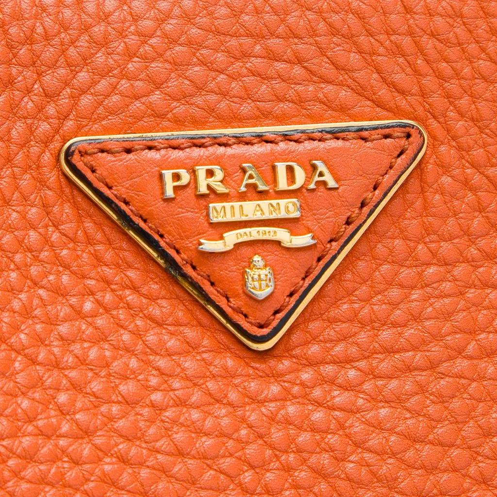 Prada Vitello Daino Tote Orange Leather Very good - Box View