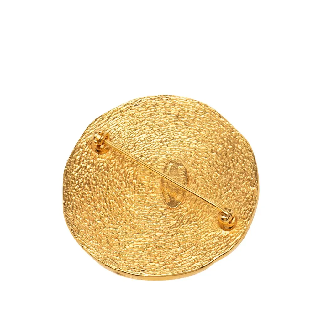 Chanel Gold Plated 31 Rue Cambon Round Brooch Gold Brass Very good - Back View