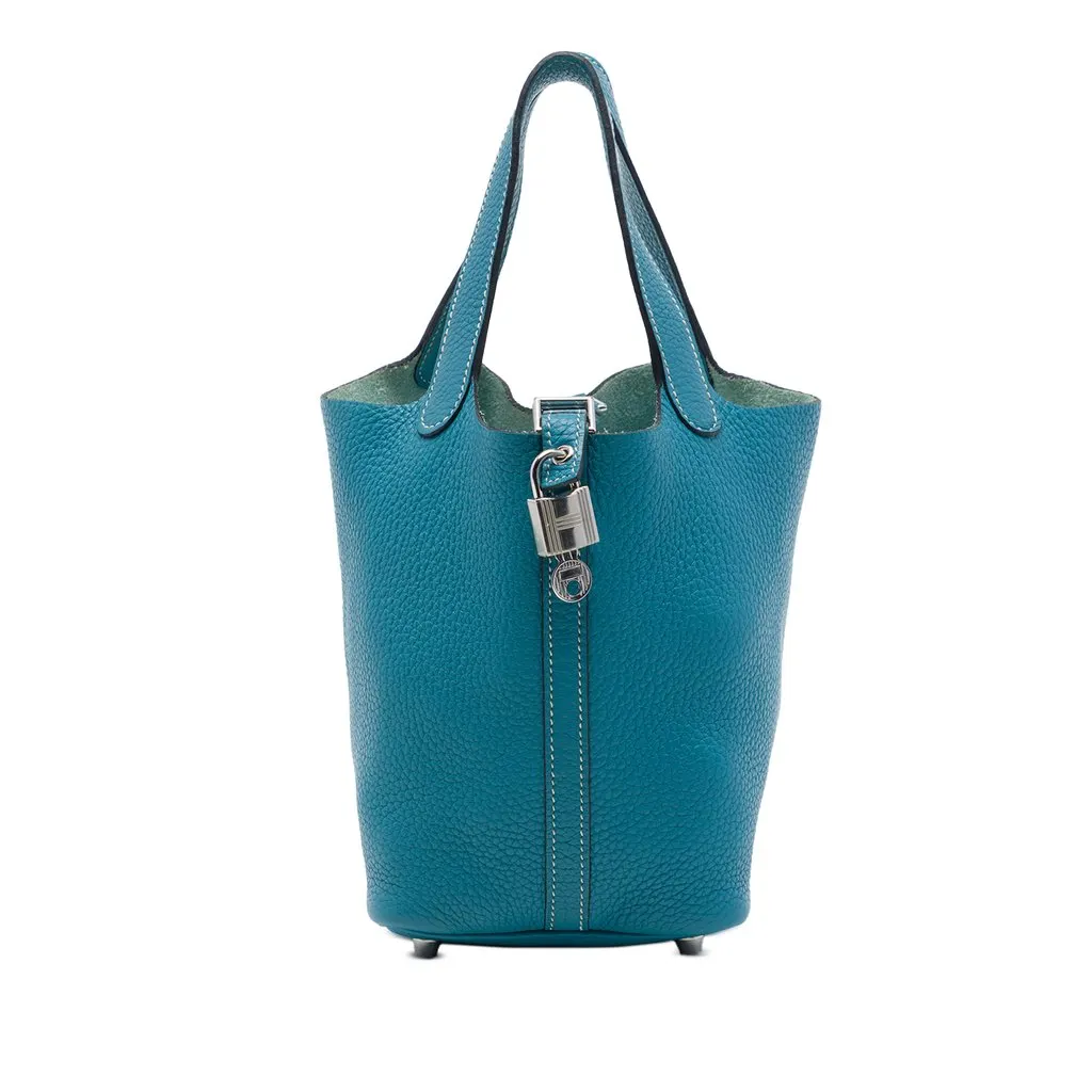 Hermès Clemence Picotin Lock 18 Blue Leather Very good - Front View