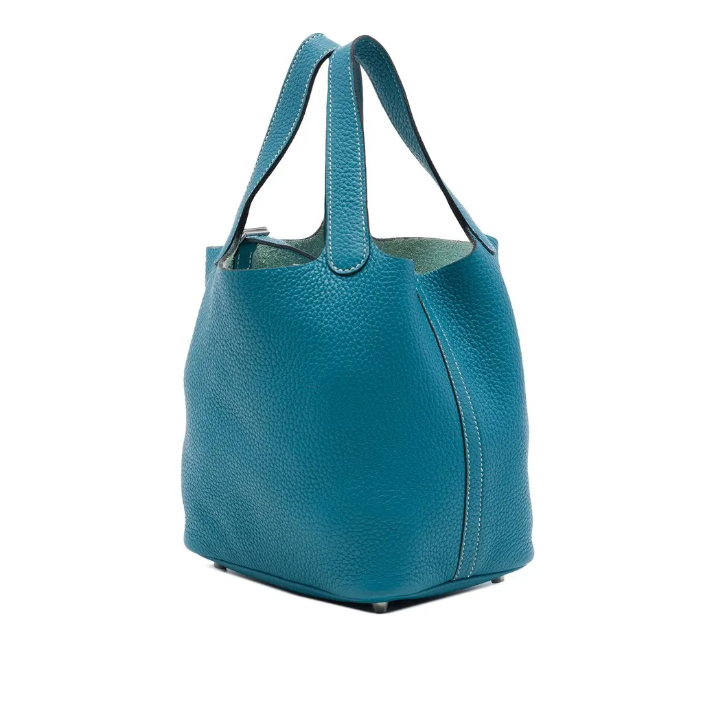 Hermès Clemence Picotin Lock 18 Blue Leather Very good - Back View