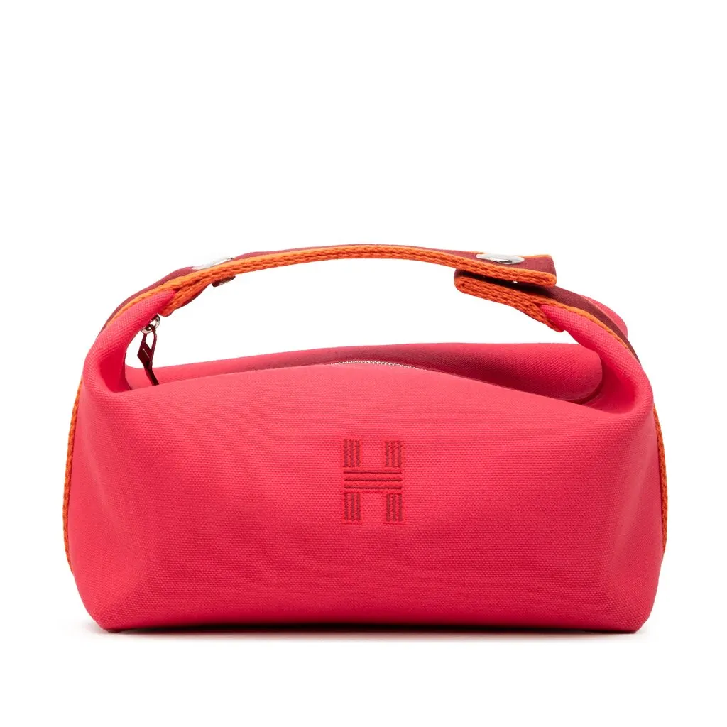 Hermès Small Toile Bride A Brac Case Pink Canvas Very good - Front View