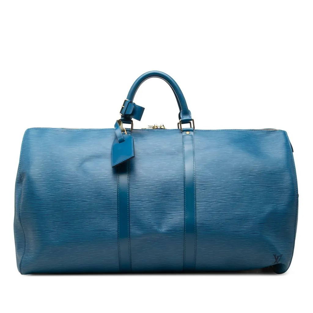 Louis Vuitton Epi Keepall 55 Blue Leather Very good - Front View