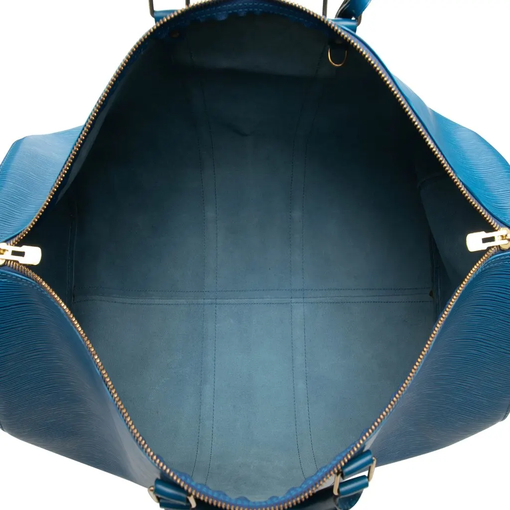 Louis Vuitton Epi Keepall 55 Blue Leather Very good - Model View
