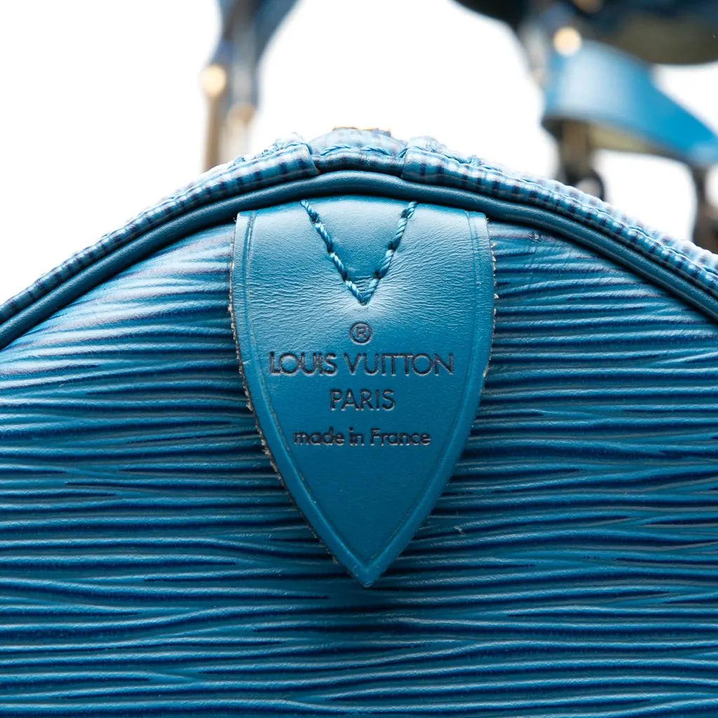 Louis Vuitton Epi Keepall 55 Blue Leather Very good - Box View