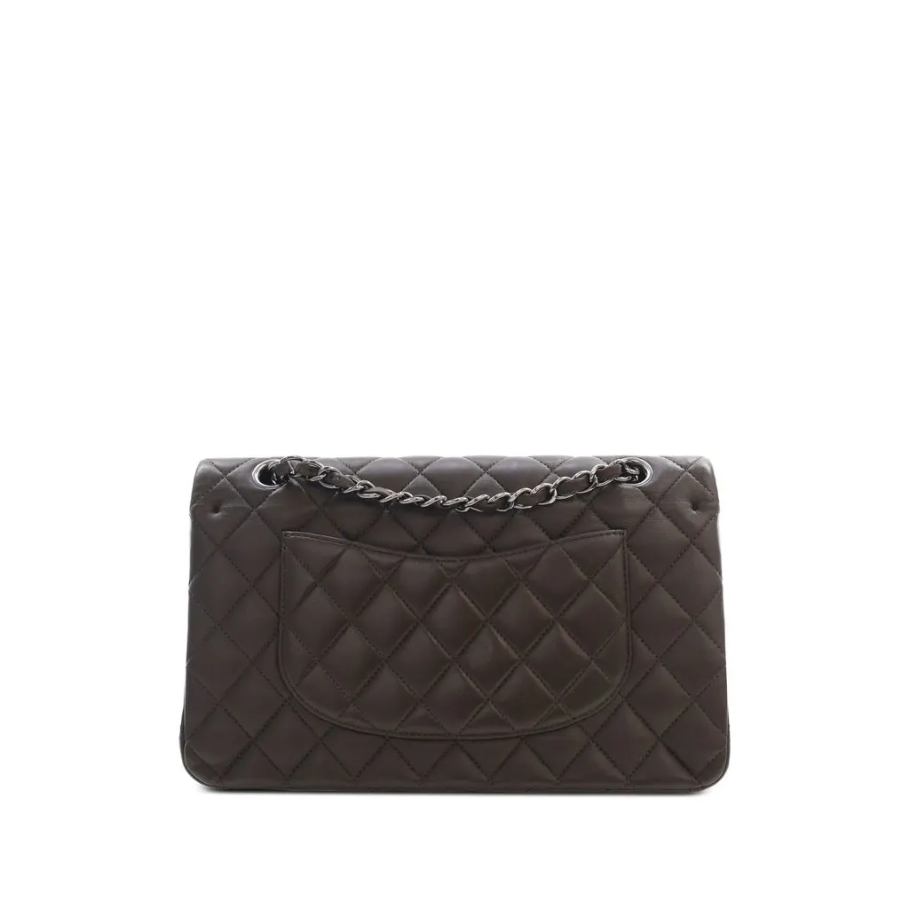 Chanel Medium Classic Lambskin Double Flap Brown Leather Very good - Back View