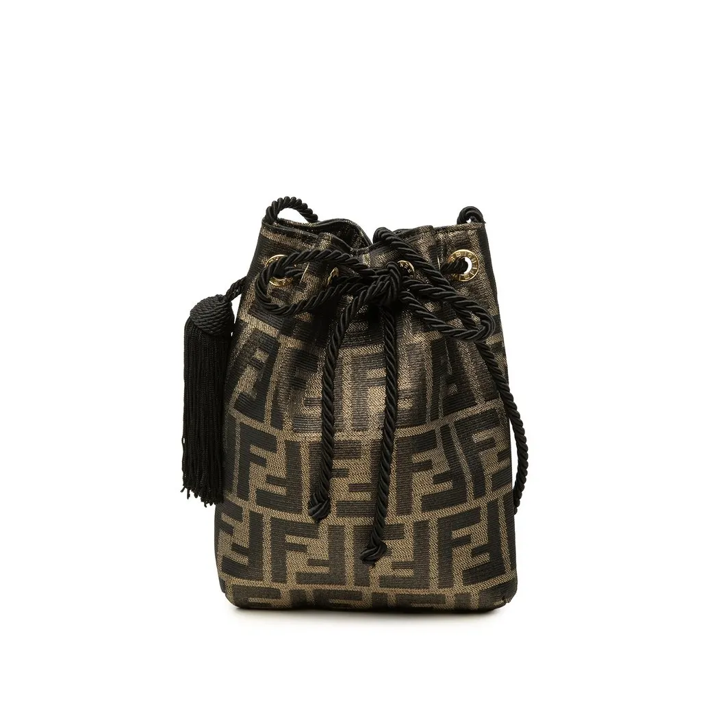 Fendi Zucca Canvas Drawstring Bucket Bag Brown Canvas Very good - Front View