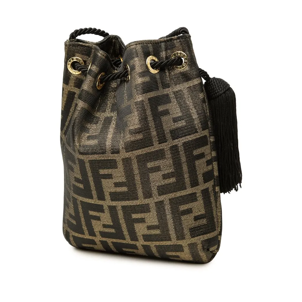 Fendi Zucca Canvas Drawstring Bucket Bag Brown Canvas Very good - Back View