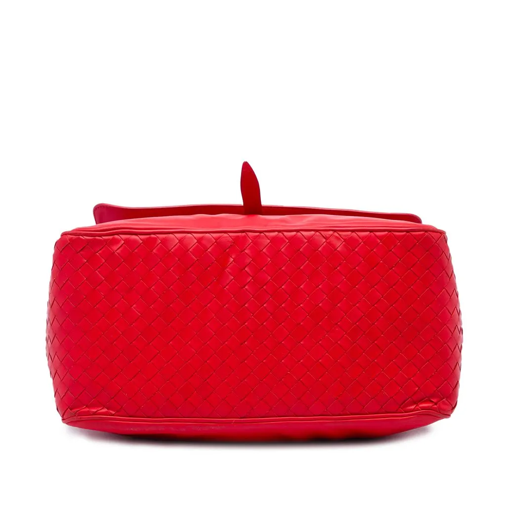Bottega Veneta Intrecciato Trimmed Nappa Satchel Red Leather Very good - Inside View