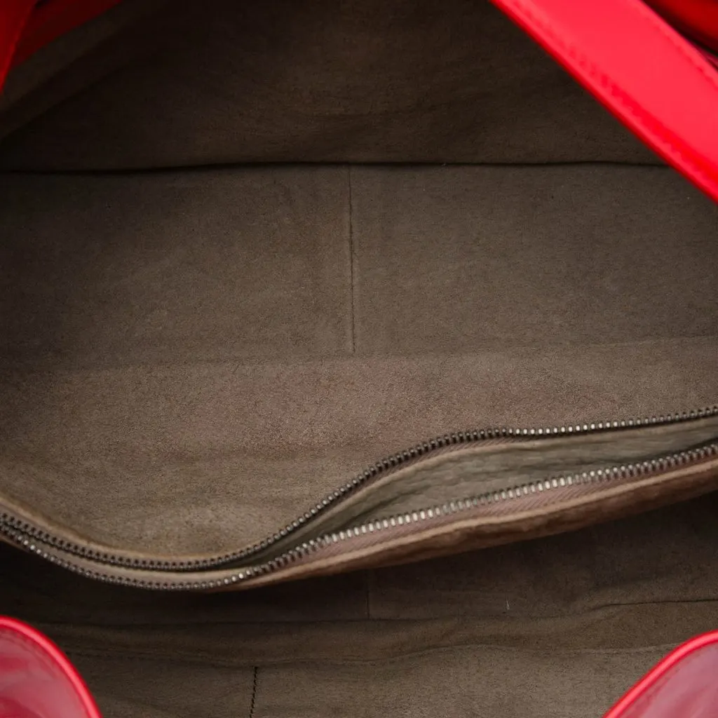 Bottega Veneta Intrecciato Trimmed Nappa Satchel Red Leather Very good - Model View