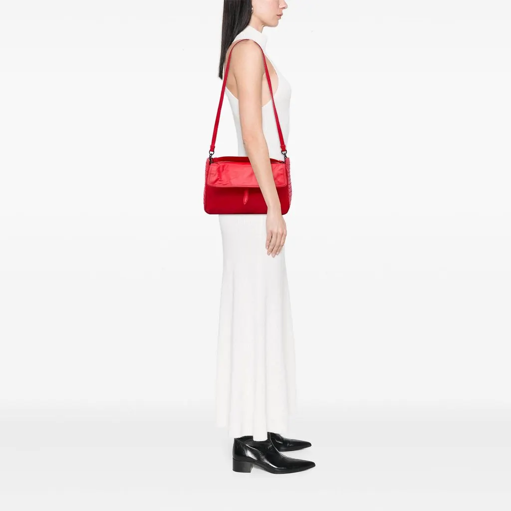 Bottega Veneta Intrecciato Trimmed Nappa Satchel Red Leather Very good - Box View