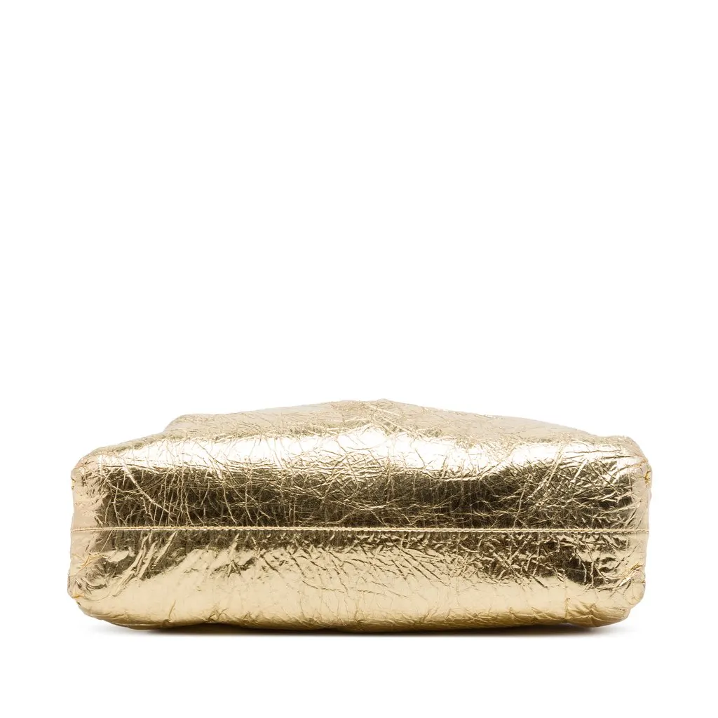 Bottega Veneta Metallic Crinkled Lambskin The Mini Pouch Crossbody Gold Leather Very good - Inside View