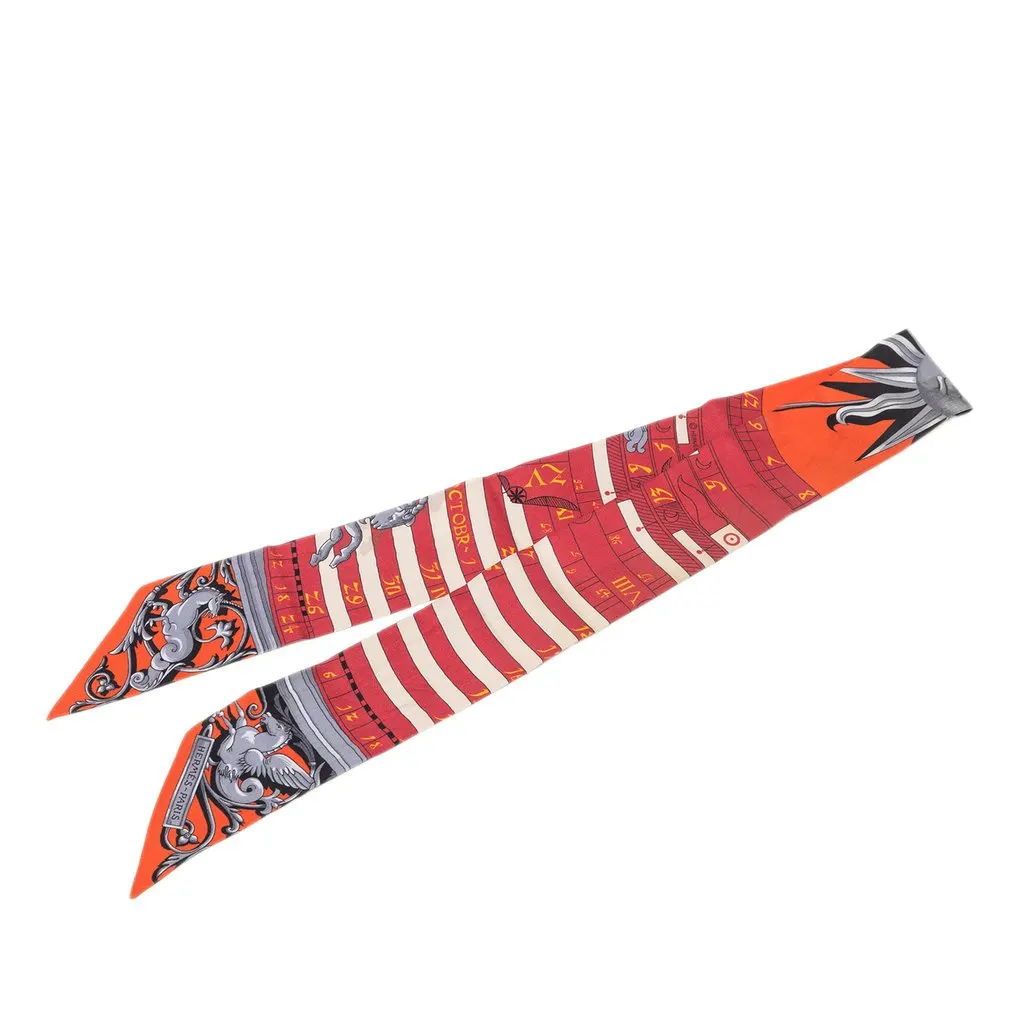 Hermès Astrologie Twilly Silk Scarf Orange Very good - Front View