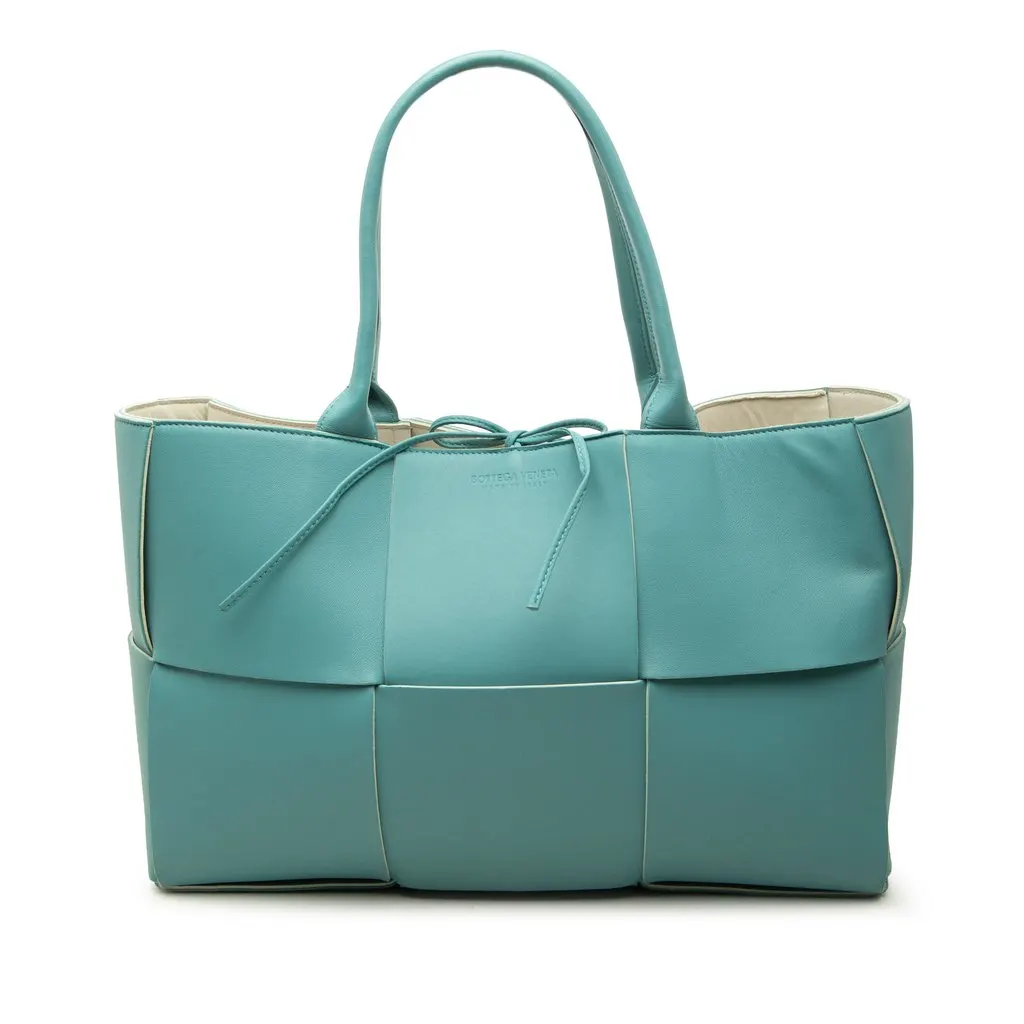 Bottega Veneta Medium Nappa Maxi Intrecciato Arco Tote Blue Leather Very good - Front View
