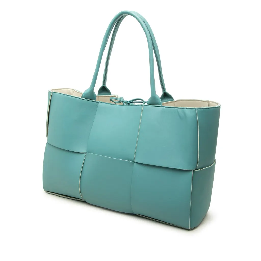 Bottega Veneta Medium Nappa Maxi Intrecciato Arco Tote Blue Leather Very good - Back View