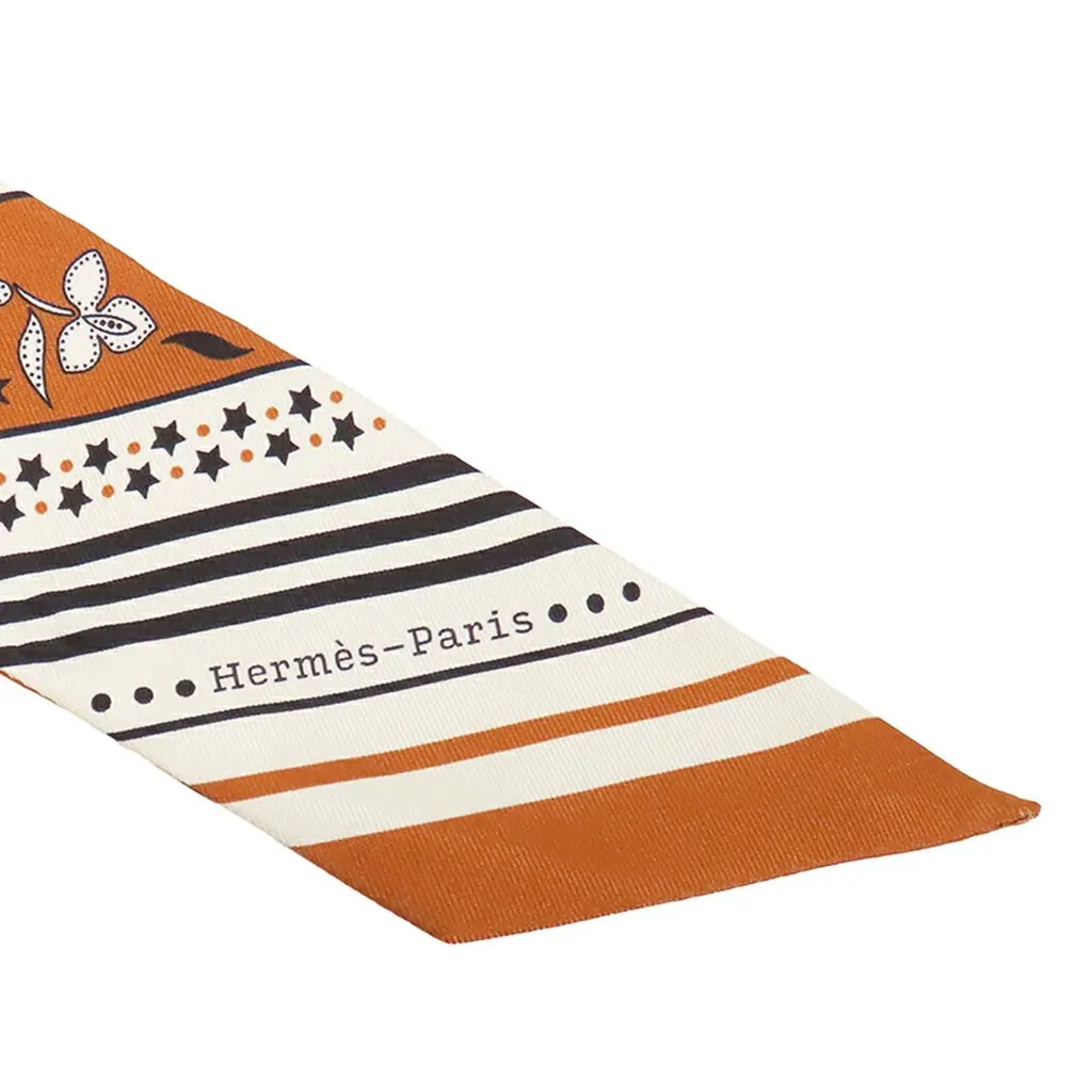 Hermès Festival des Amazones Bandana Silk Twilly Scarf Brown Very good - Inside View