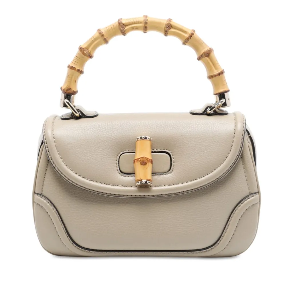 Gucci Medium Calfskin New Bamboo Satchel Brown Leather Good - Front View