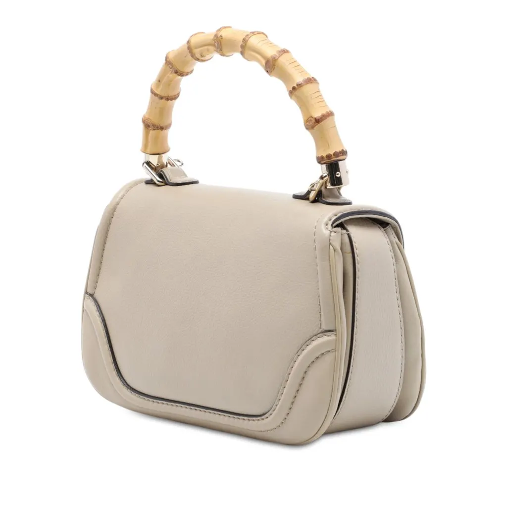 Gucci Medium Calfskin New Bamboo Satchel Brown Leather Good - Back View