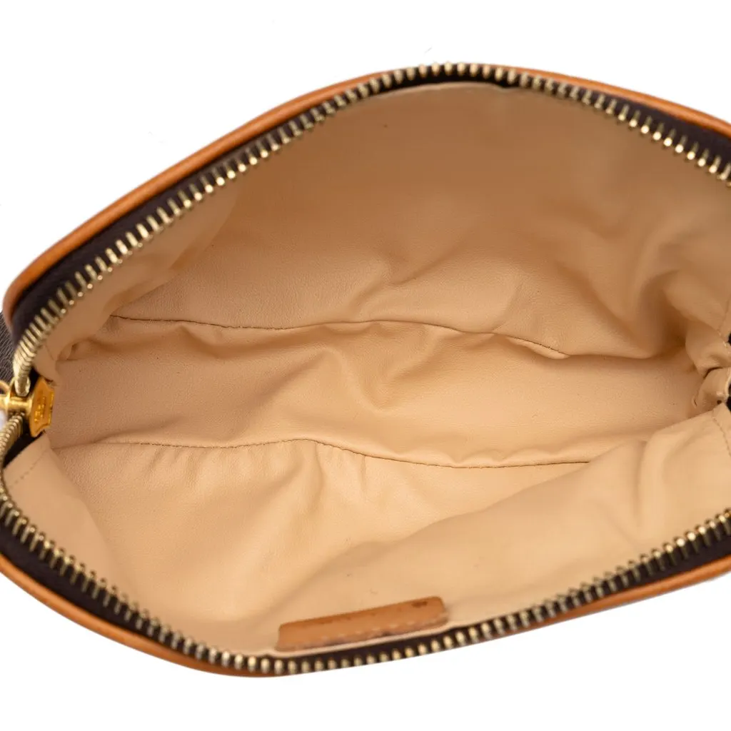 Celine Macadam Coated Canvas Cosmetic Pouch Brown Canvas Good - Model View