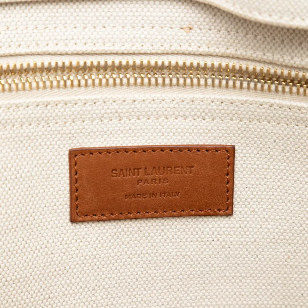 Saint Laurent Canvas Stencil Logo Convertible Tote Beige Very good - Box View
