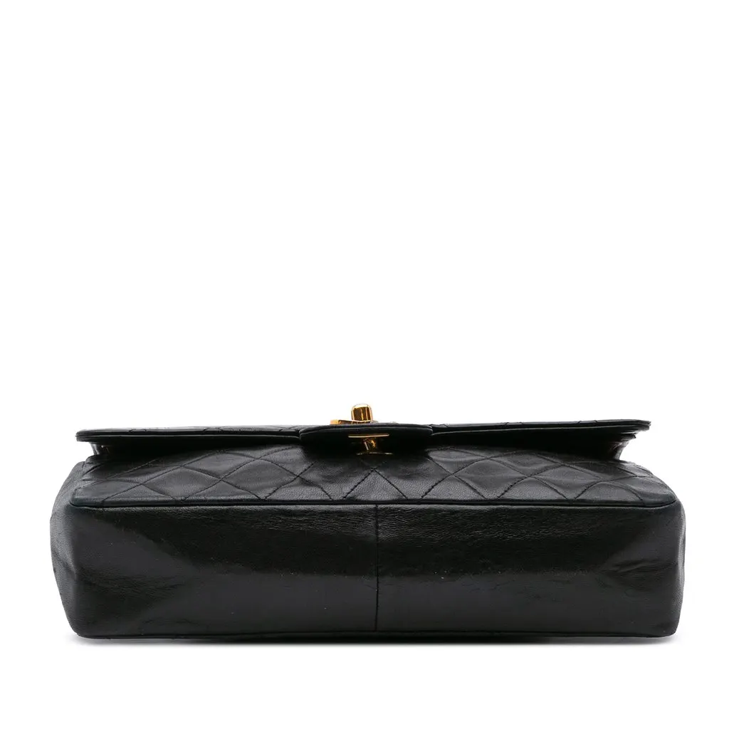 Chanel Medium Quilted Lambskin Double Flap Black Leather Good - Inside View