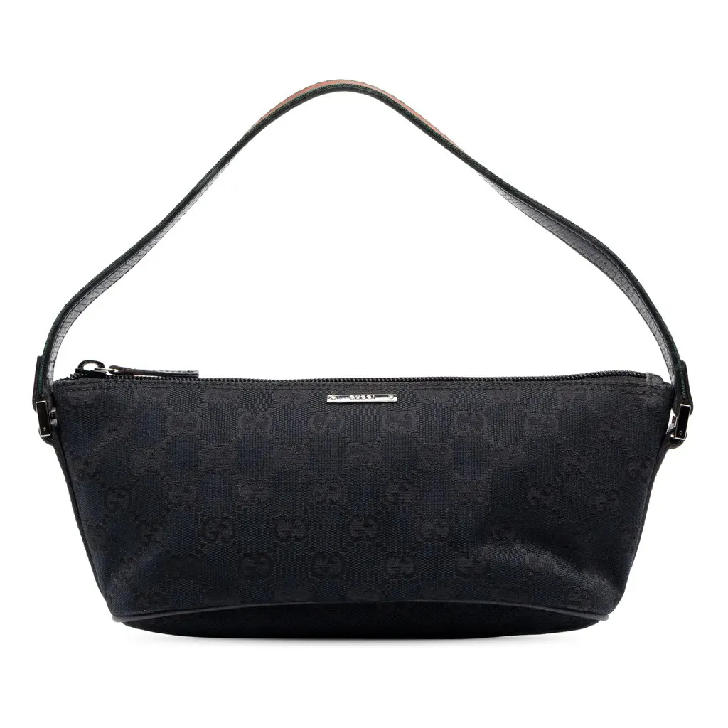 Gucci GG Canvas Web Boat Black Canvas Good - Front View
