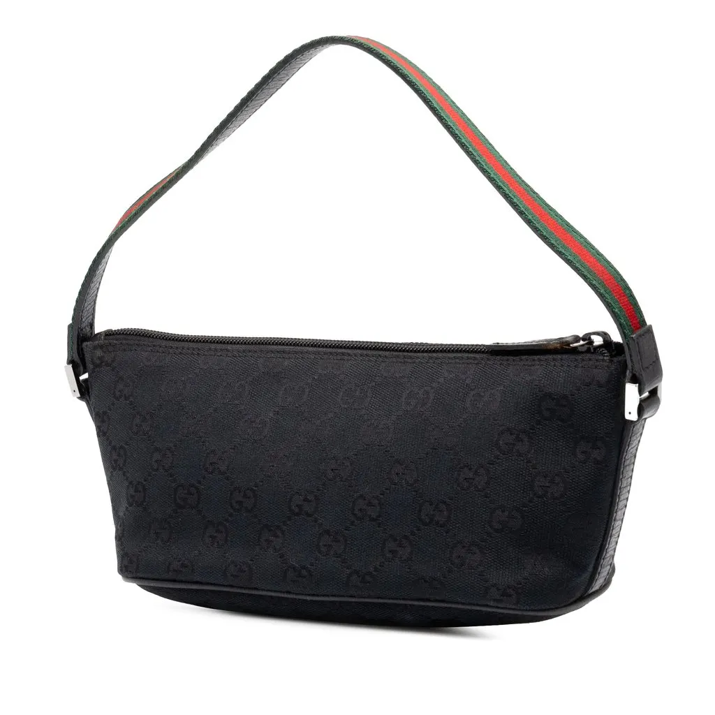 Gucci GG Canvas Web Boat Black Canvas Good - Back View