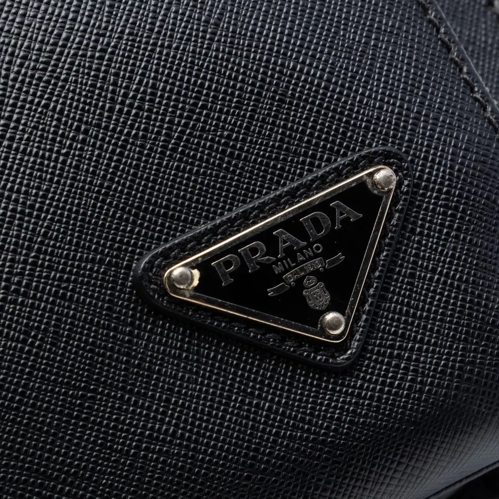 Prada Saffiano Lux Front Pocket Convertible Tote Black Leather Very good - Box View