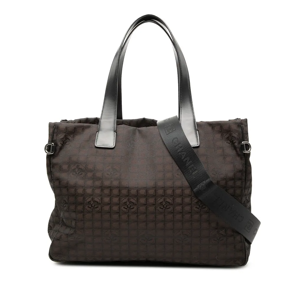 Chanel New Travel Line Nylon Tote Brown Very good - Front View