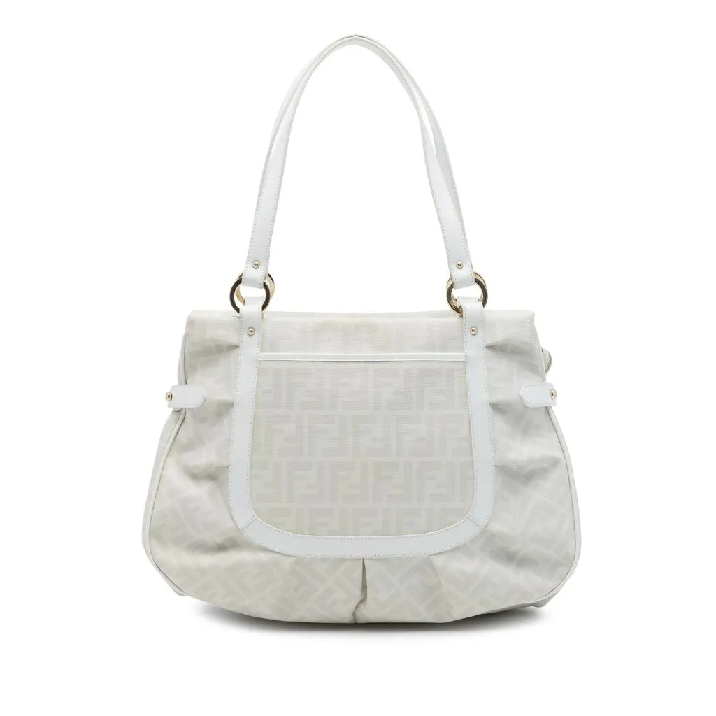 Fendi Large Zucca Spalmati Chef Shopper Tote White Canvas Very good - Front View