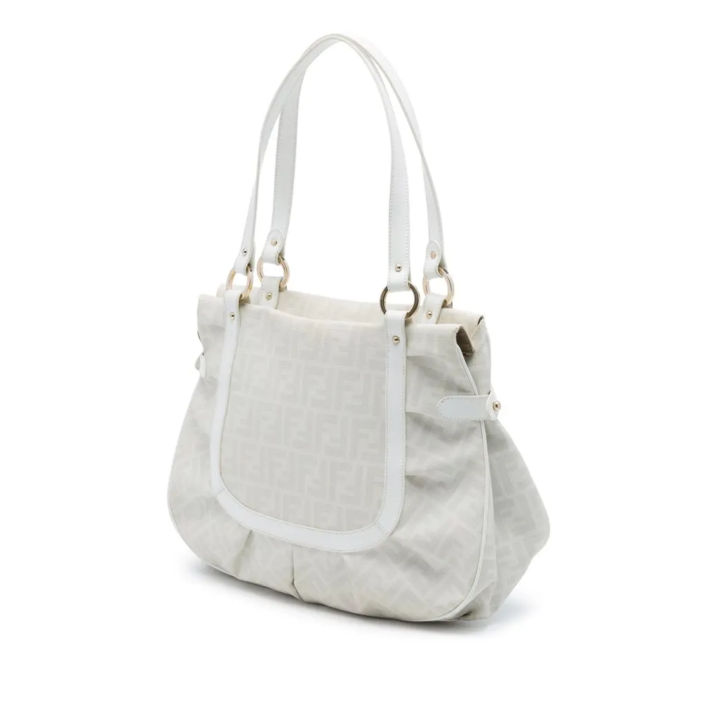 Fendi Large Zucca Spalmati Chef Shopper Tote White Canvas Very good - Back View