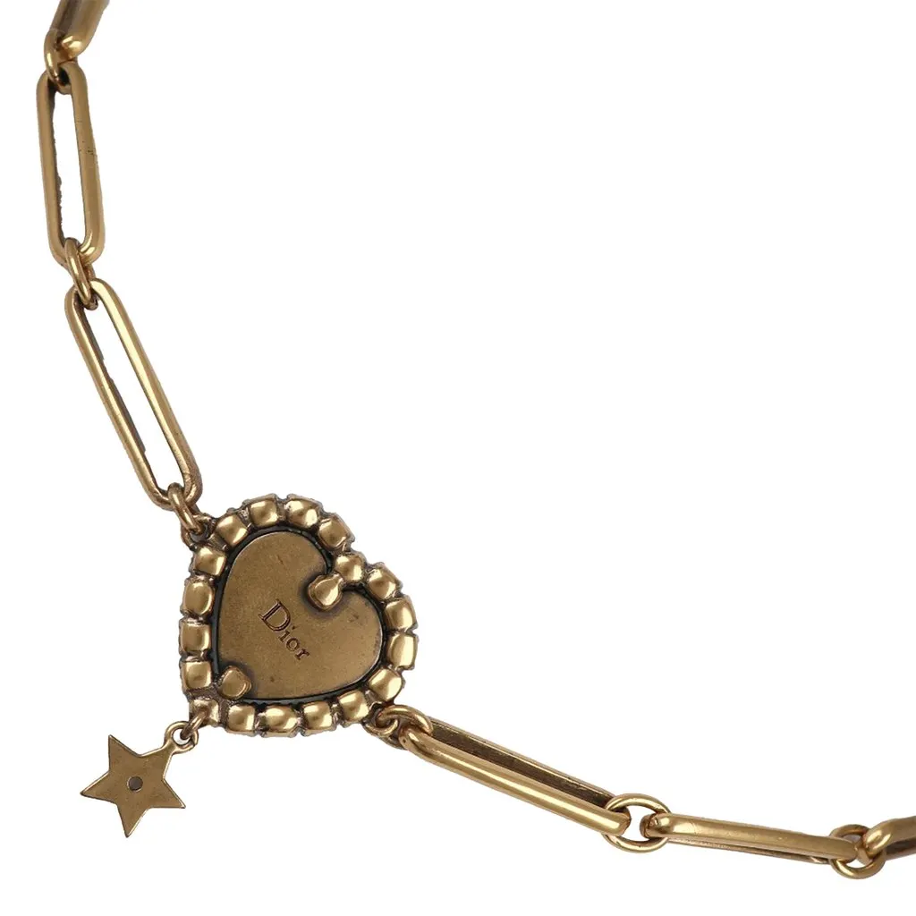 Dior Gold Plated Crystal J'Adior Heart Pendant Necklace Gold Metal Very good - Front View