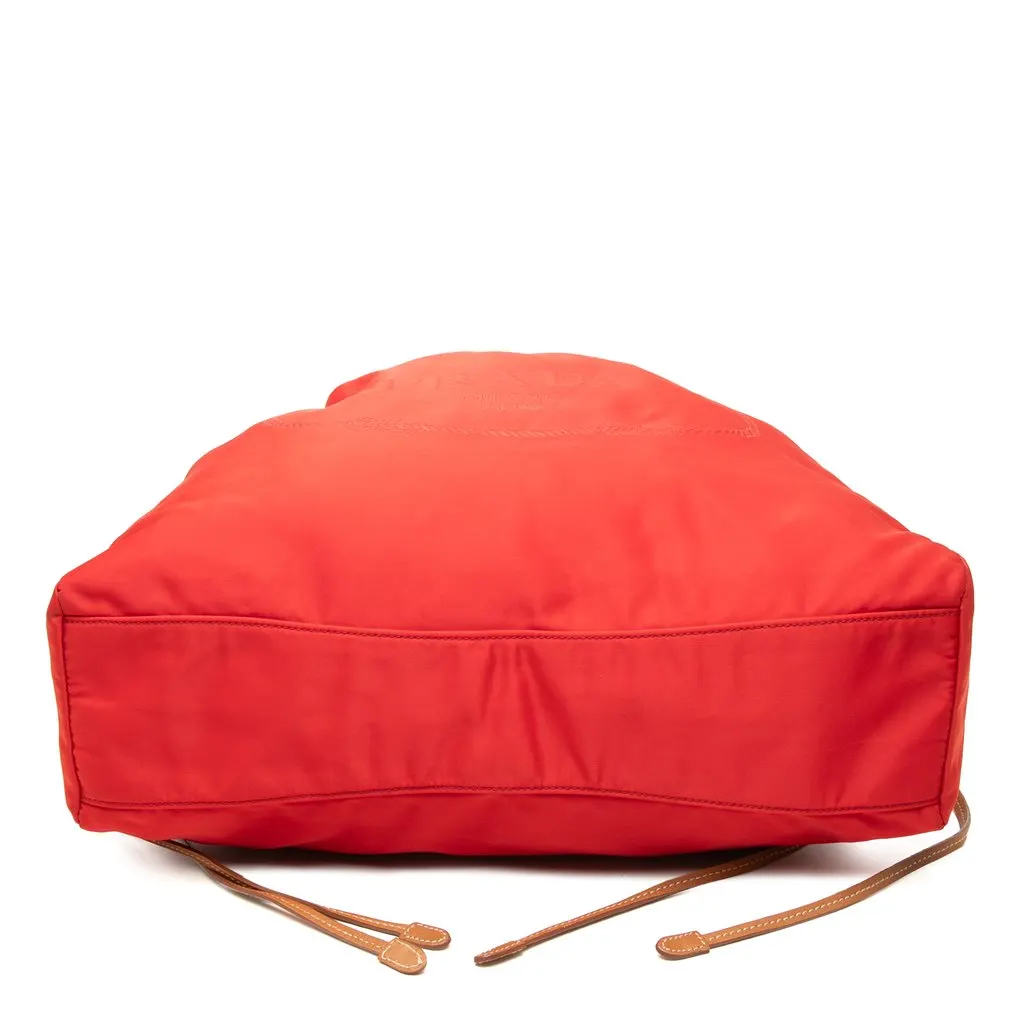 Prada Tessuto Logo Drawstring Tote Red Polyamide Very good - Inside View