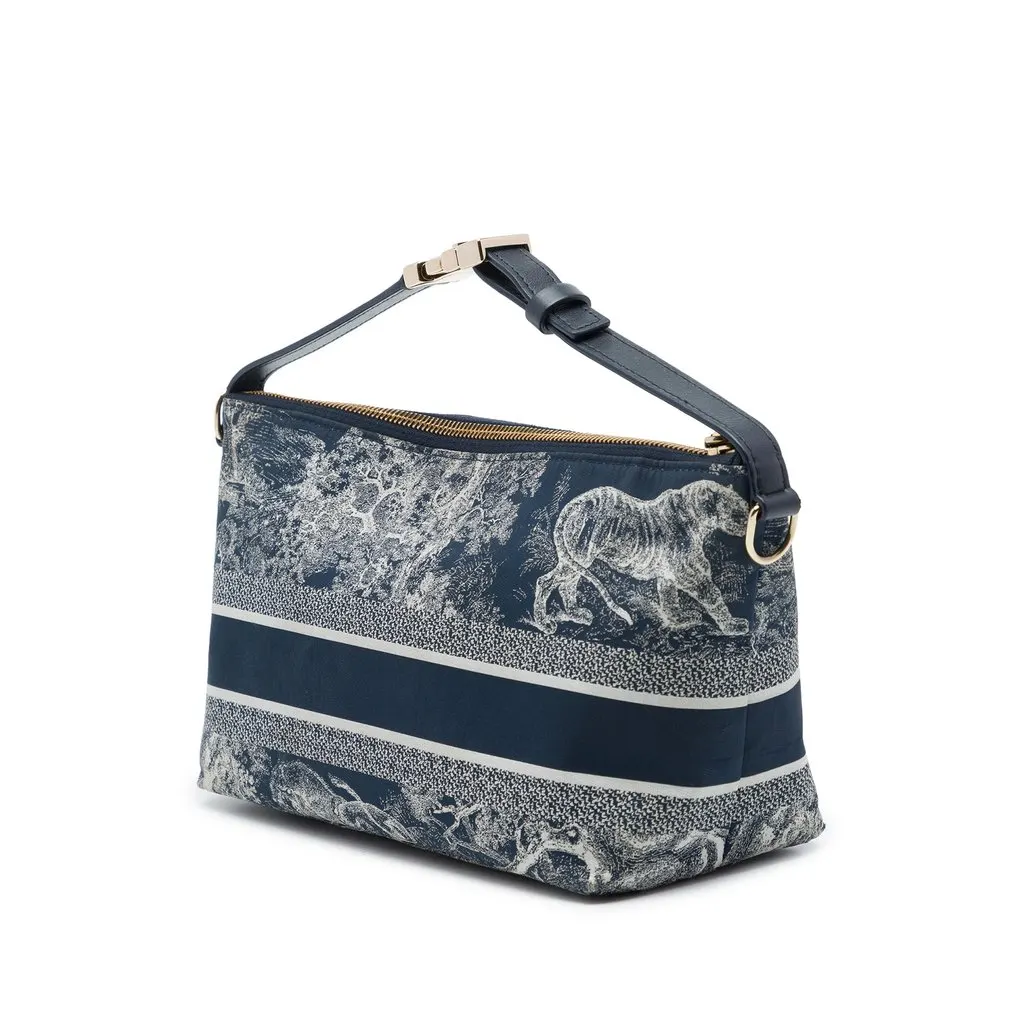 Dior Medium Technical Fabric Toile de Jouy Reverse DiorTravel Nomad Pouch Blue Polyester Very good - Back View