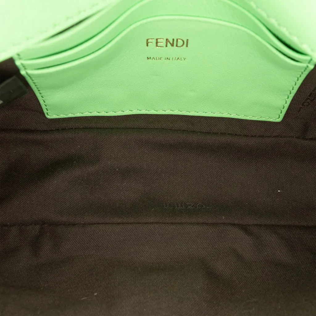 Fendi Mini Zucca Embossed Leather Baguette Satchel Green Leather Very good - Model View