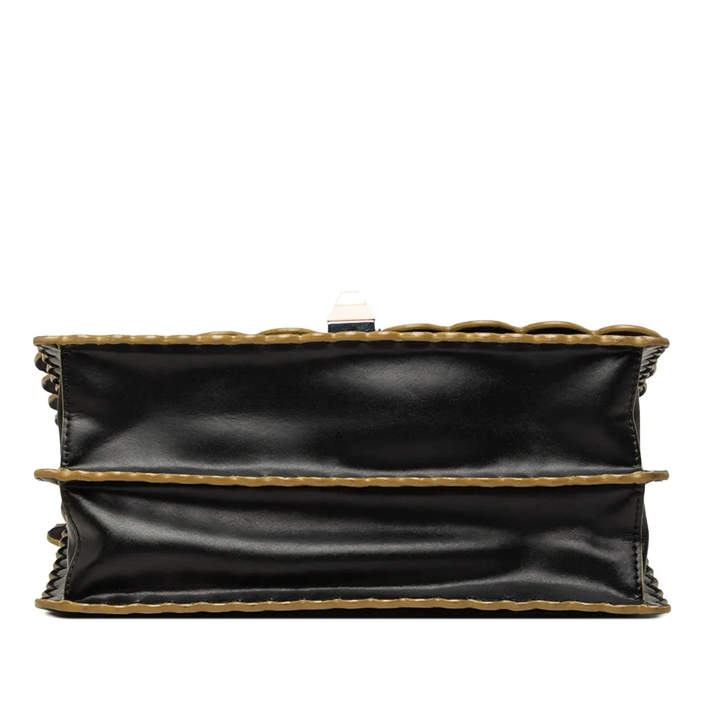 Fendi Medium Scalloped Leather Kan I Satchel Black Leather Good - Inside View