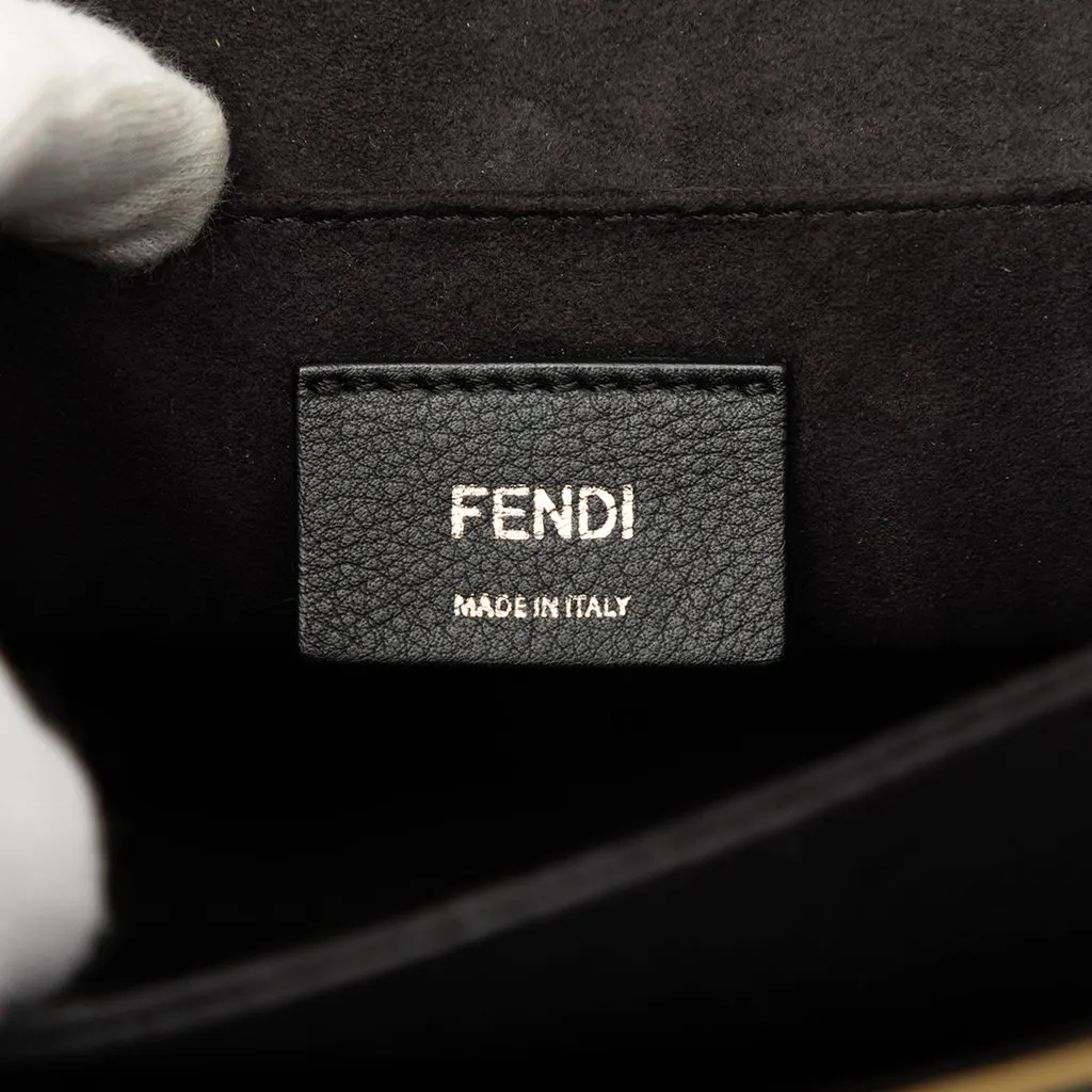 Fendi Medium Scalloped Leather Kan I Satchel Black Leather Good - Box View