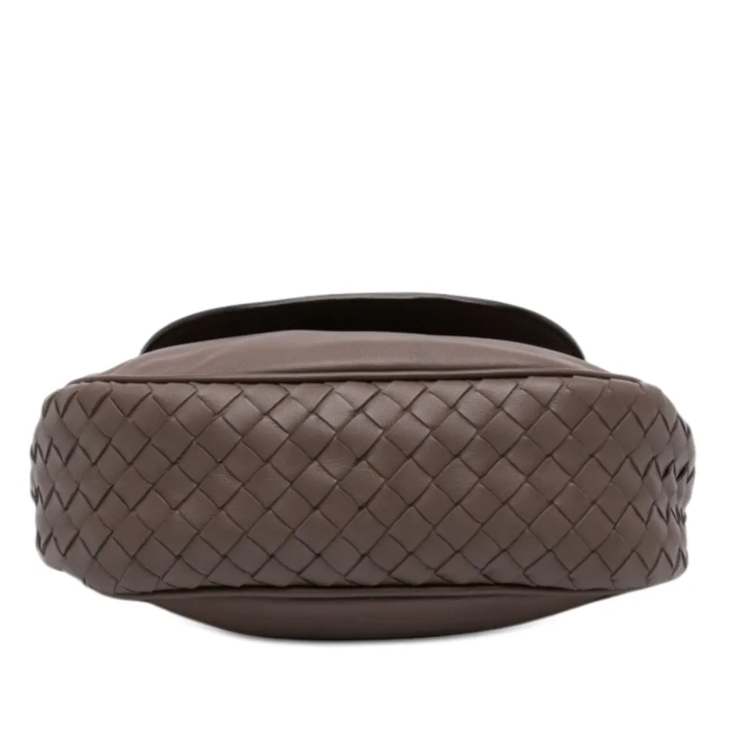 Bottega Veneta Small Intrecciato Trimmed Nappa Nodini Flap Brown Leather Very good - Inside View