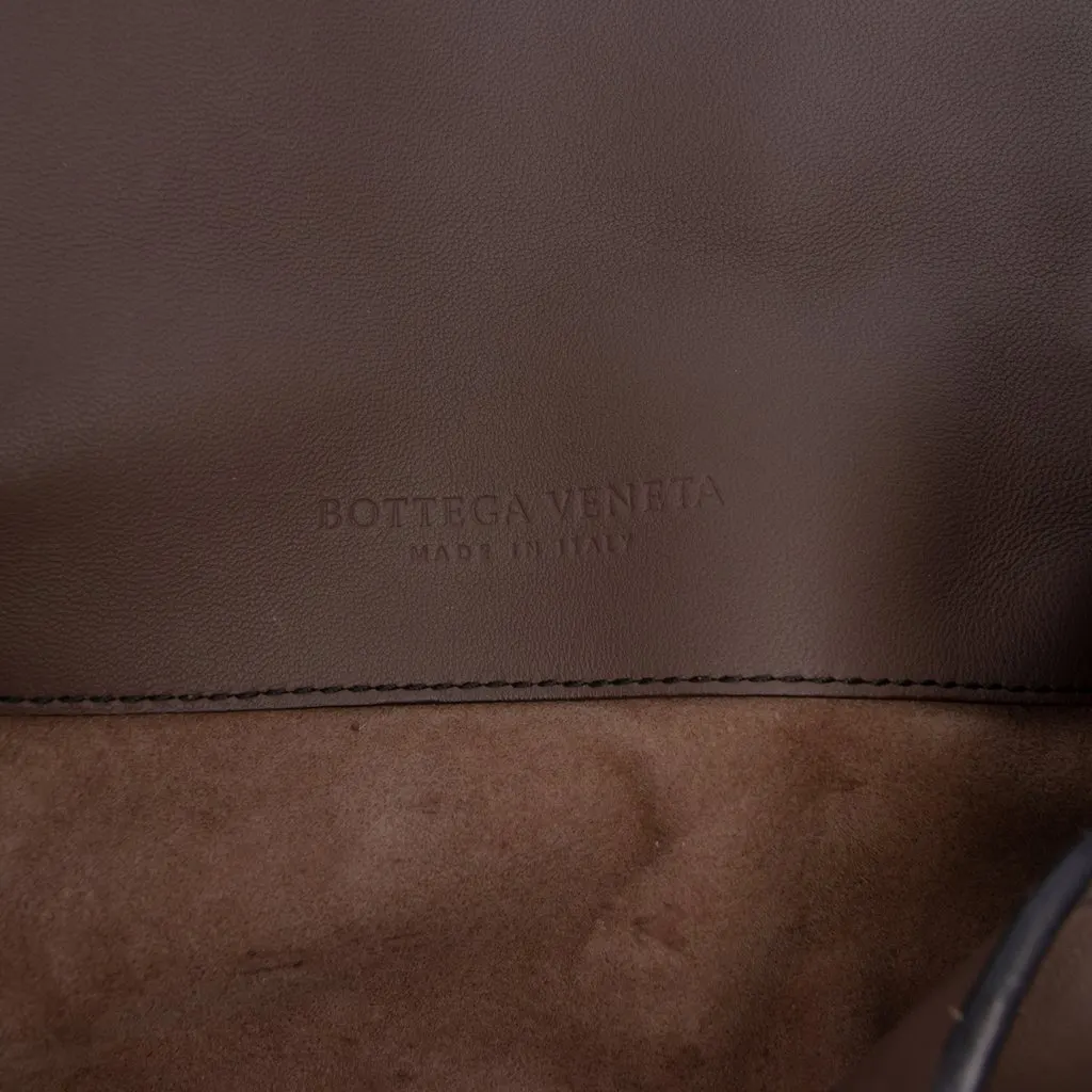 Bottega Veneta Small Intrecciato Trimmed Nappa Nodini Flap Brown Leather Very good - Box View