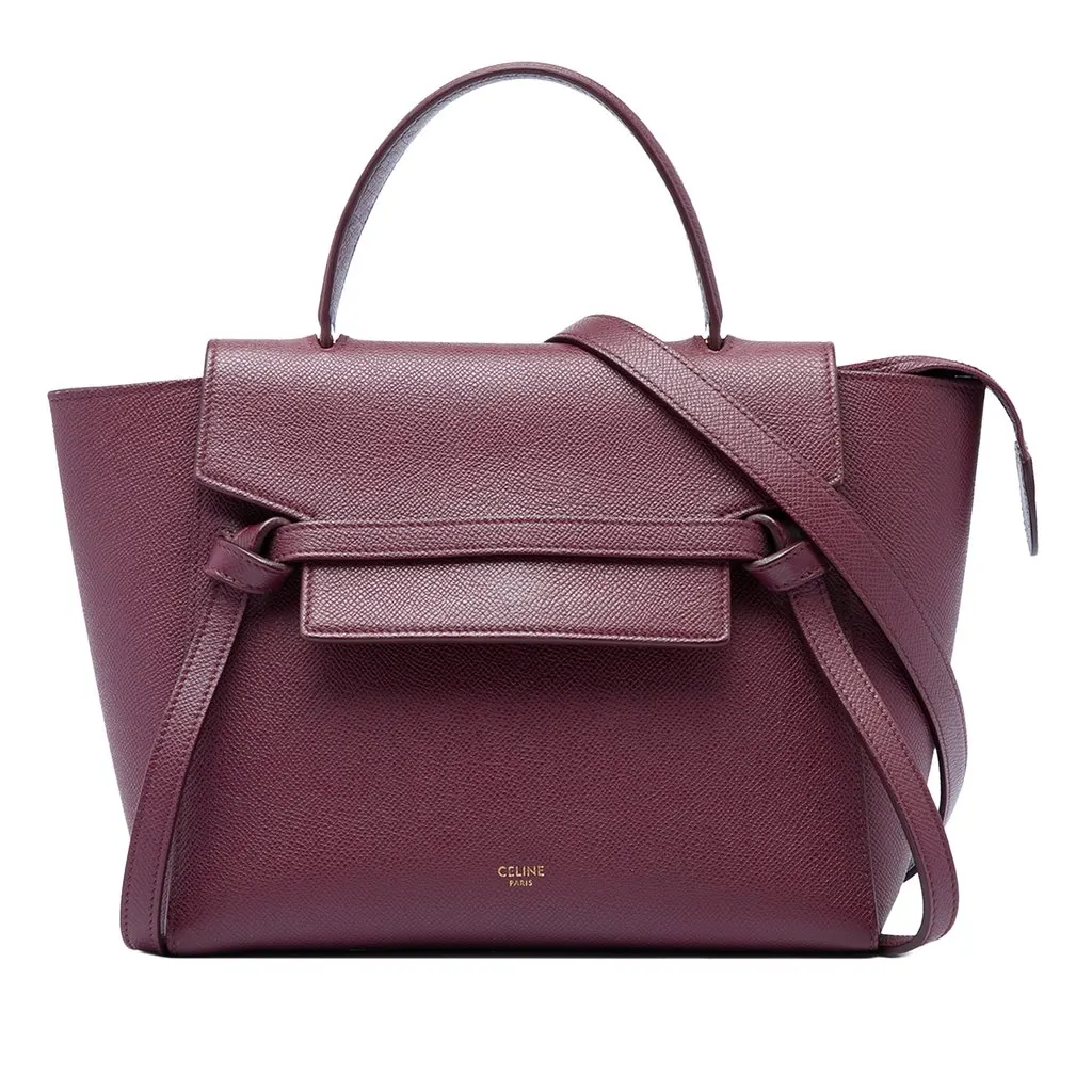 Celine Micro Grained Calfskin Belt Bag Red Leather Very good - Front View
