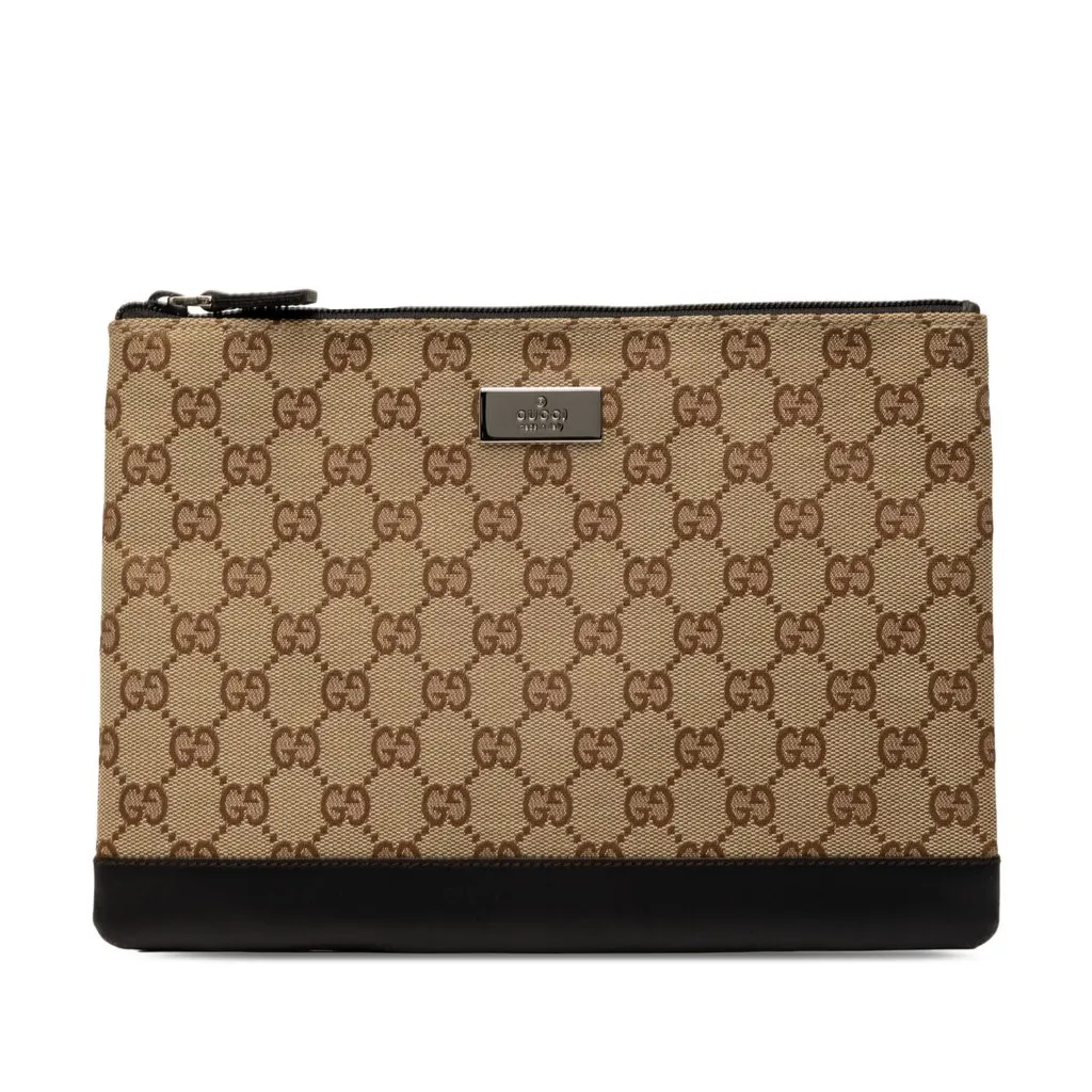 Gucci GG Canvas Clutch Beige Very good - Front View