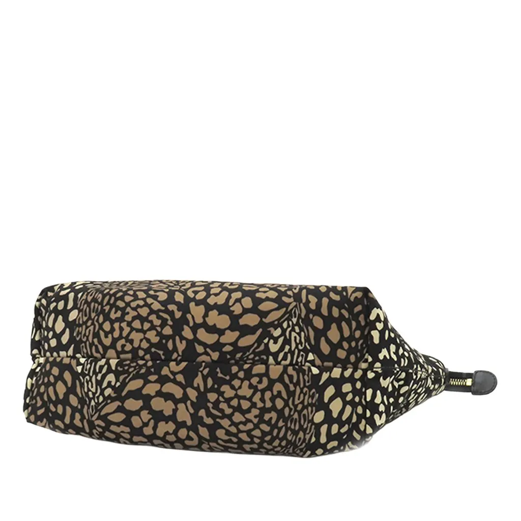 Salvatore Ferragamo Nylon Leopard Print Double Gancini Tote Black Very good - Inside View
