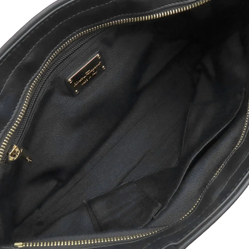 Salvatore Ferragamo Nylon Leopard Print Double Gancini Tote Black Very good - Model View