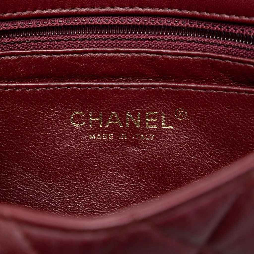 Chanel Mini Rectangular Classic Tricolor Lambskin Single Flap Red Leather Good - Box View