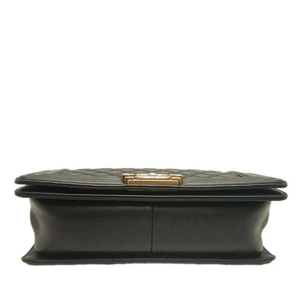 Chanel Old Medium Quilted Lambskin Boy Flap Black Leather Very good - Inside View