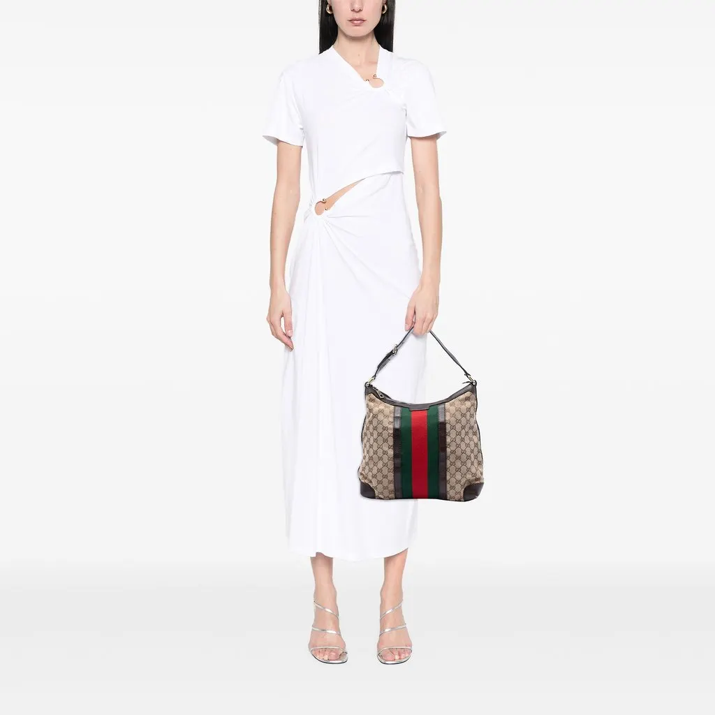 Gucci GG Canvas Web Shoulder Bag Beige Very good - Box View