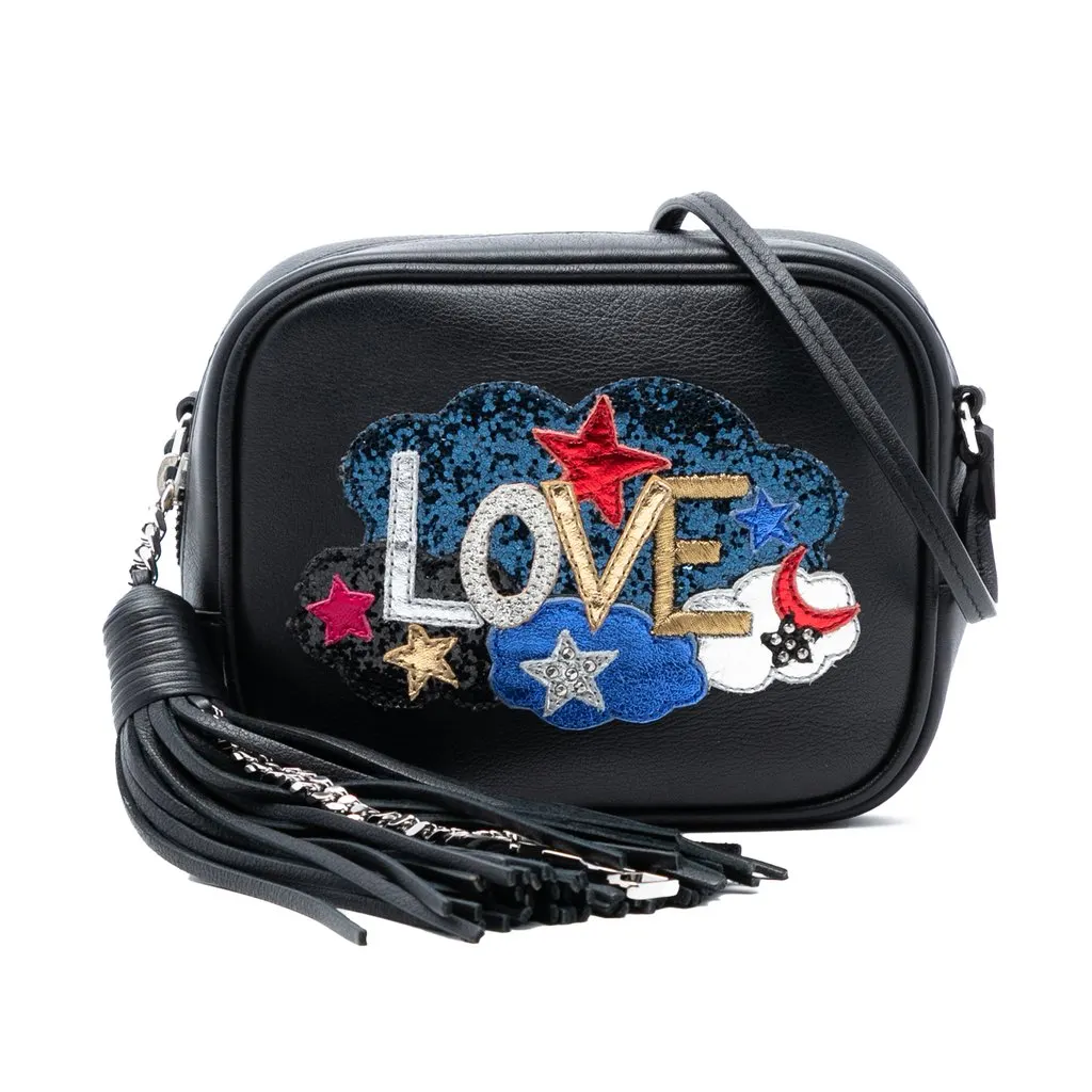 Saint Laurent Mini Embroidered Nappa Love Blogger Camera Bag Black Leather Very good - Front View
