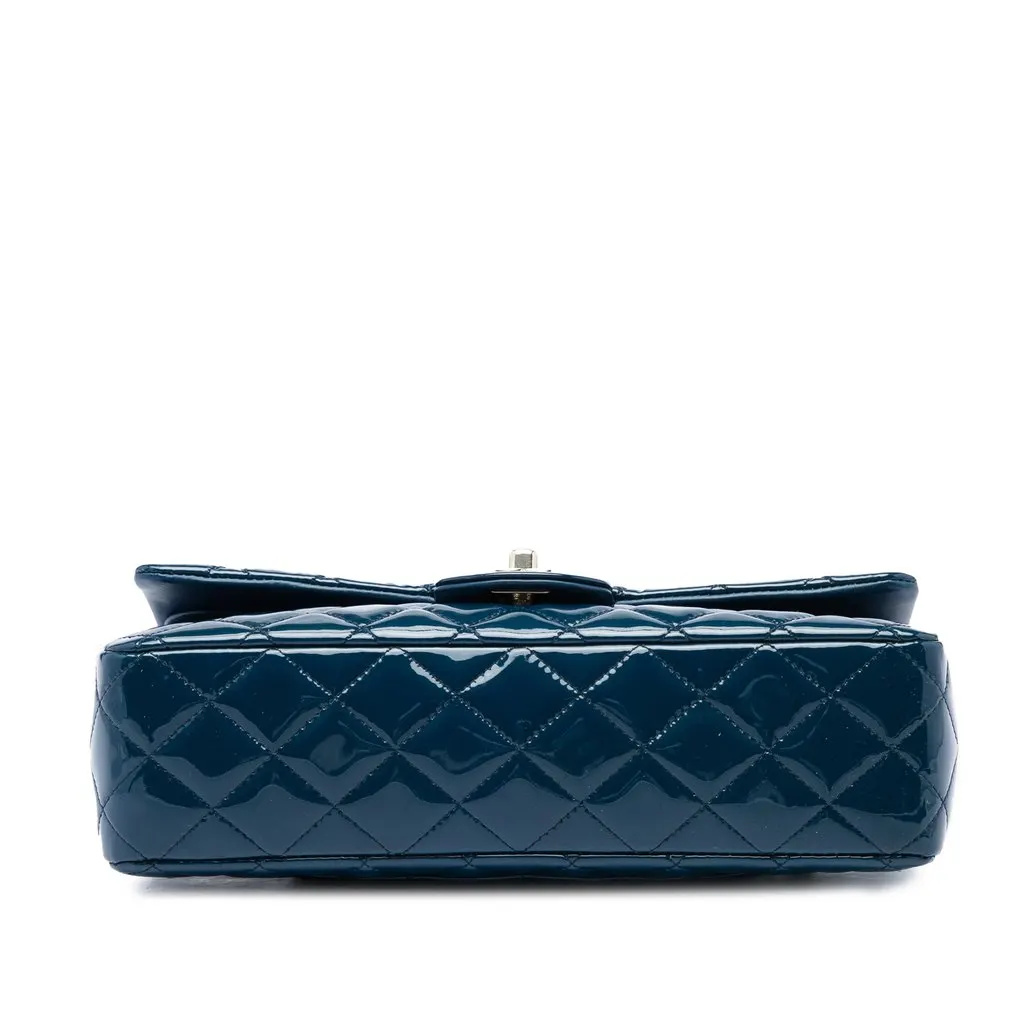 Chanel Medium Classic Patent Double Flap Blue Leather Very good - Inside View