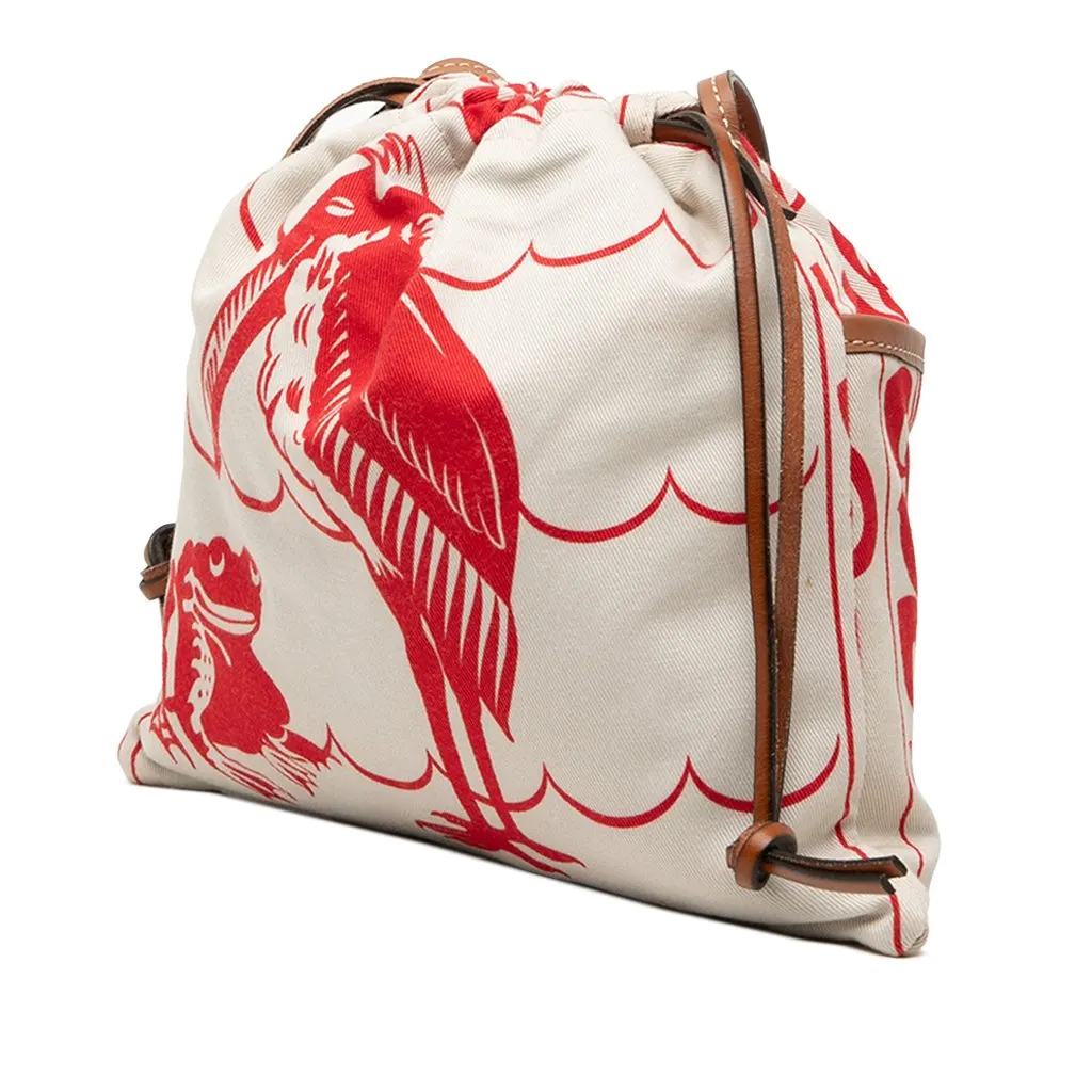 LOEWE William de Morgan Small Anagram Canvas Drawstring Crossbody White Very good - Back View